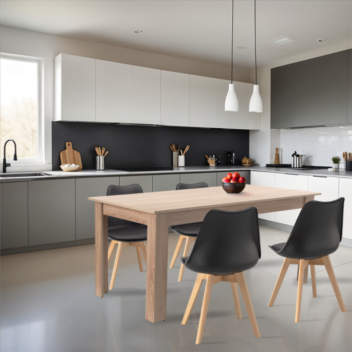 Leziter Set de masă Lola 4 1 negru-stejar Sonoma [2]