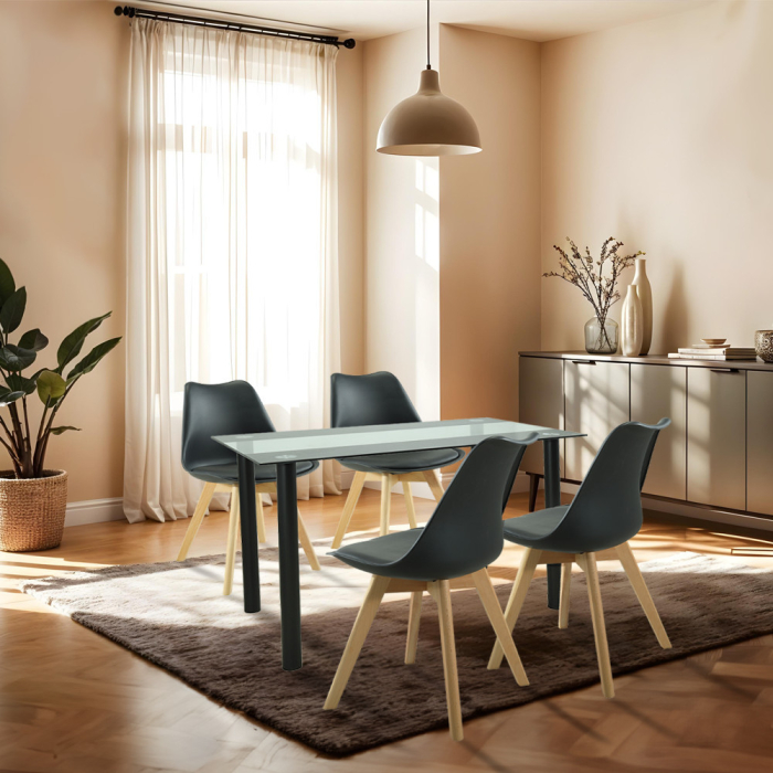 Leziter Set de masă Merlo 4 1 negru [2]