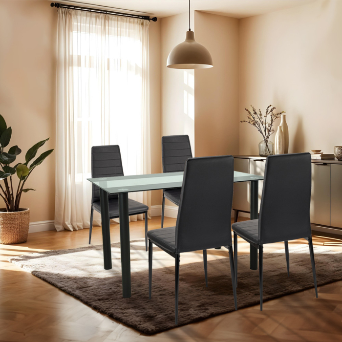 Leziter Set de masă Mezza 4+1 negru-negru [2]