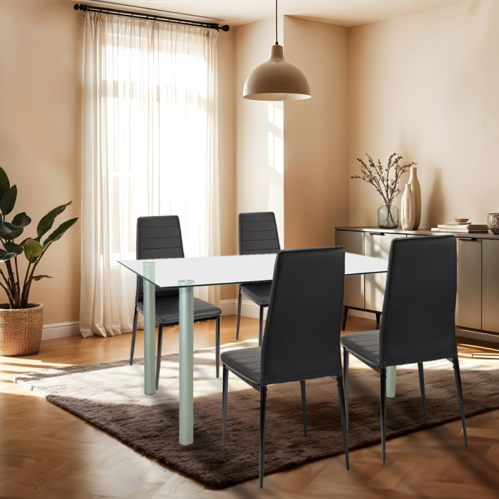 Leziter Set de masă Verna 4+1 negru-negru [2]