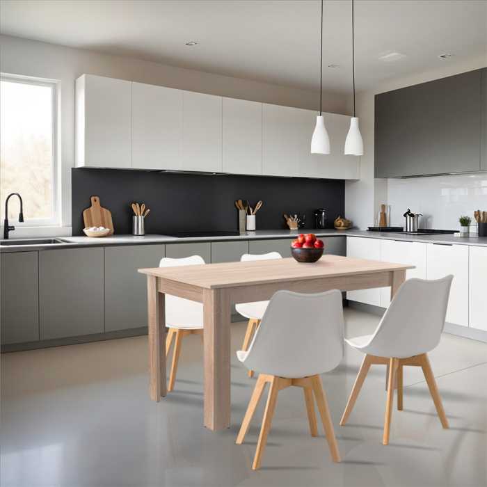 Leziter Set de masă Zara 4 1 alb-stejar Sonoma [2]