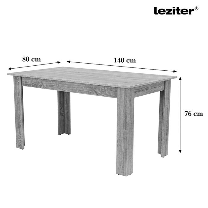 Leziter Set de masă Zara 4+1 negru-stejar Sonoma [3]