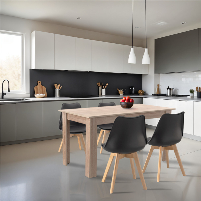 Leziter Set de masă Zara 4 1 negru-stejar Sonoma [2]