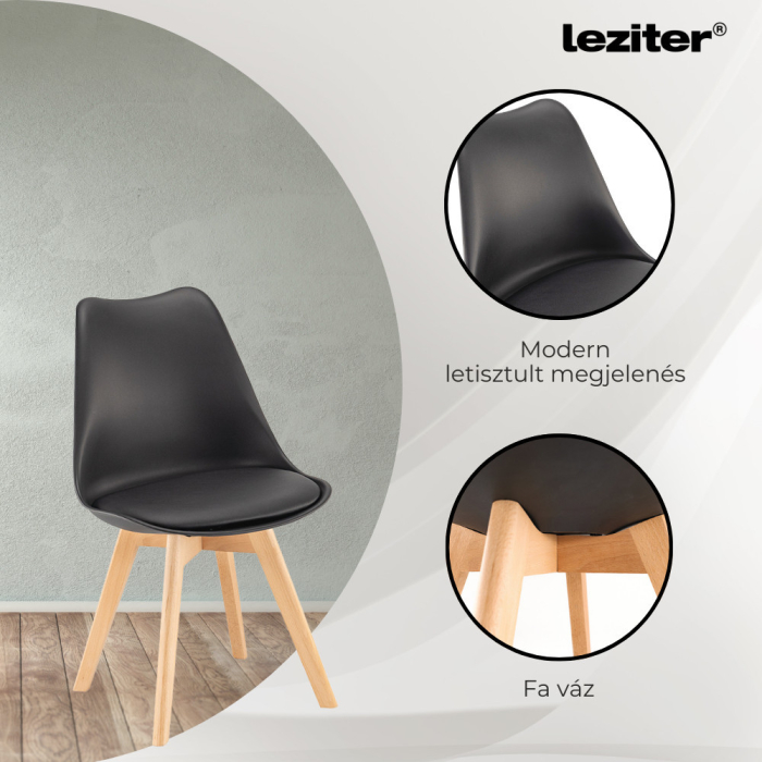 Leziter Set de masă Zara 4 1 negru-stejar York [6]