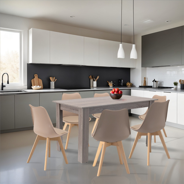 Leziter Set de masă Zara 6 1 bej-stejar York [2]