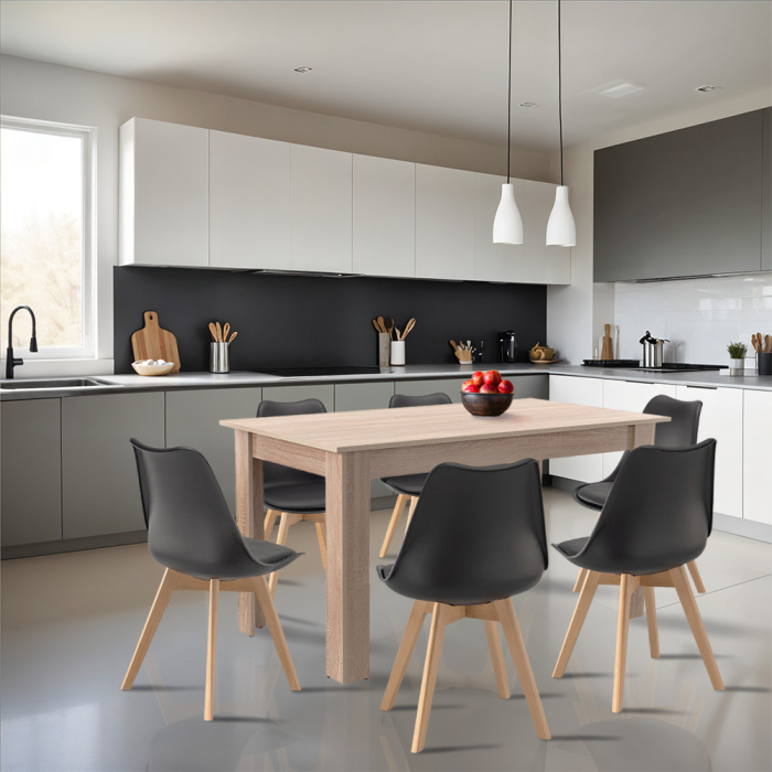 Leziter Set de masă Zara 6 1 negru-stejar Sonoma [2]