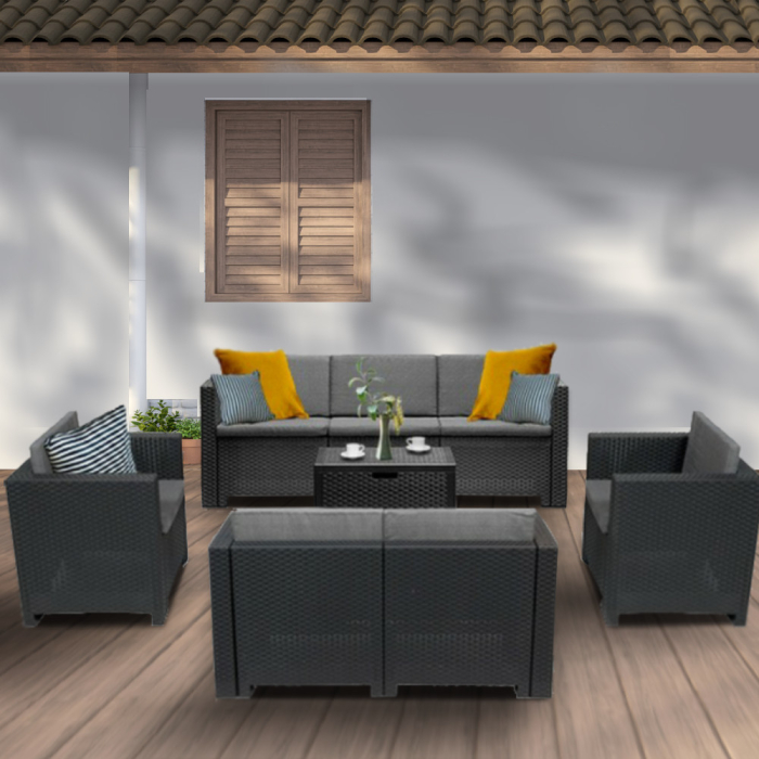 Leziter Set de mobilier de grădină City Large cu 7 locuri, grafit [4]