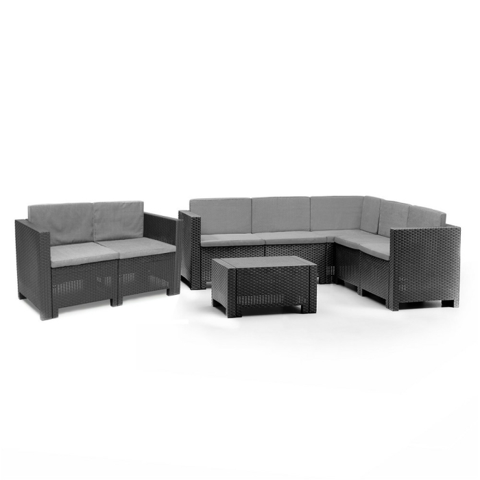 Leziter Set de mobilier de grădină de colț City Big cu 7 locuri, grafit [2]