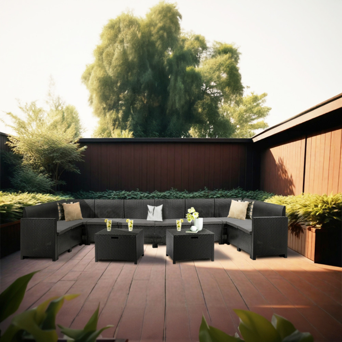 Leziter Set de mobilier de grădină de colț Nero V cu 10 locuri [2]