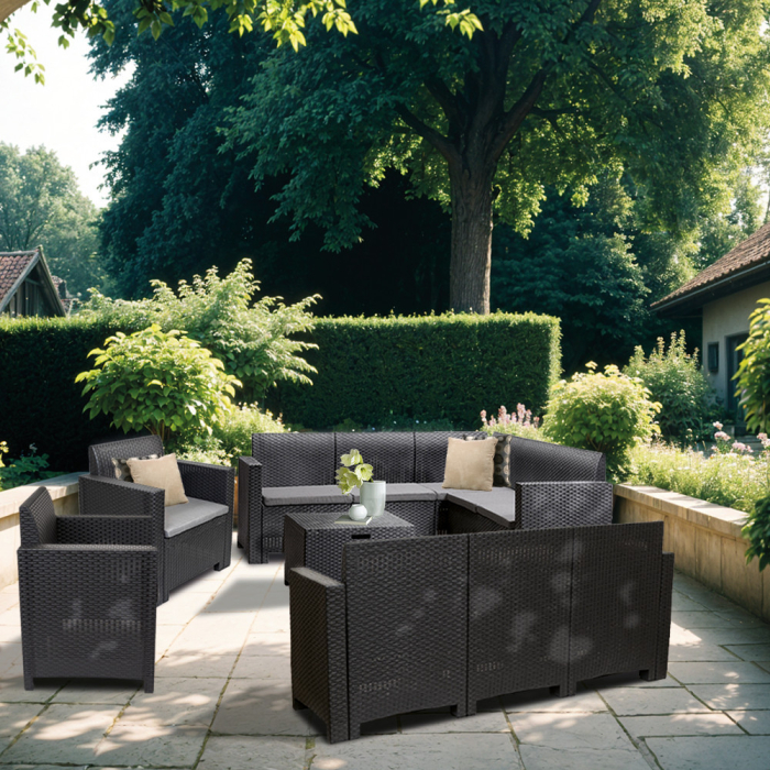 Leziter Set de mobilier de grădină de colț Nero VI cu 10 locuri, grafit [2]