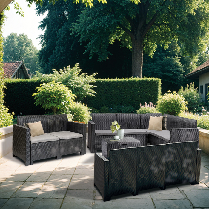 Leziter Set de mobilier de grădină de colț Nero VII cu 10 locuri, grafit [2]