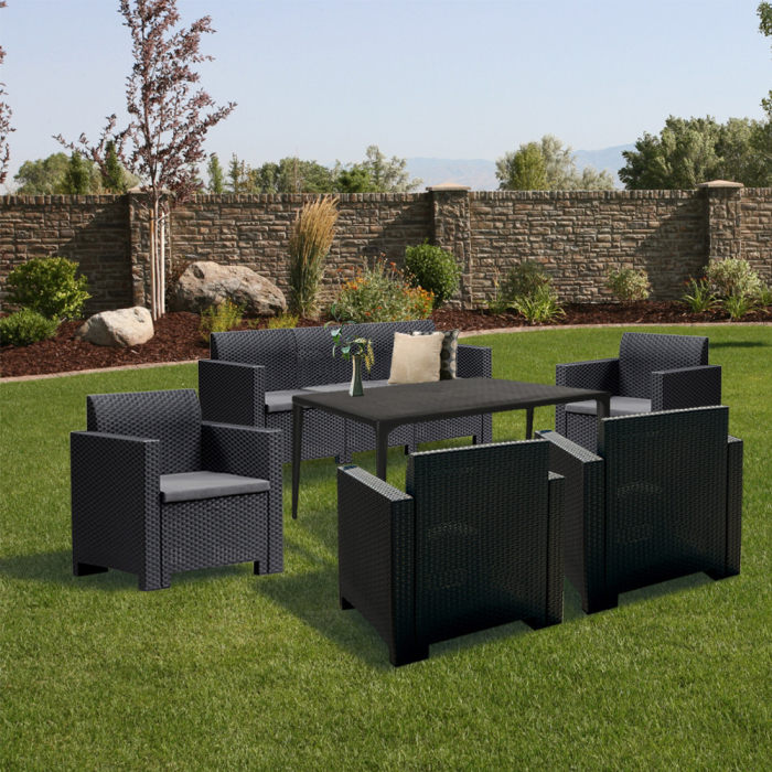 Leziter Set de mobilier de grădină Nero III cu 7 locuri, grafit [3]