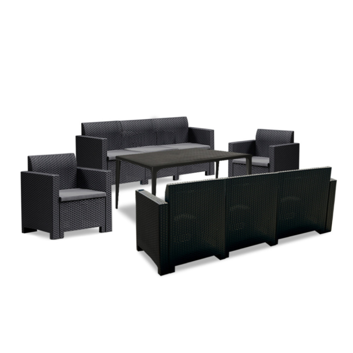 Leziter Set de mobilier de grădină Nero III cu 8 locuri, grafit [2]