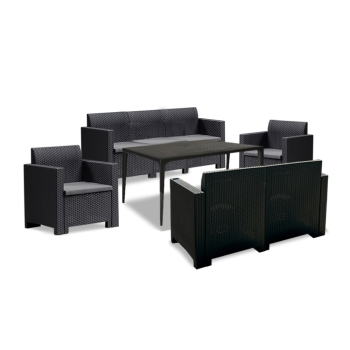 Leziter Set de mobilier de grădină Nero III Large cu 7 locuri, grafit [2]