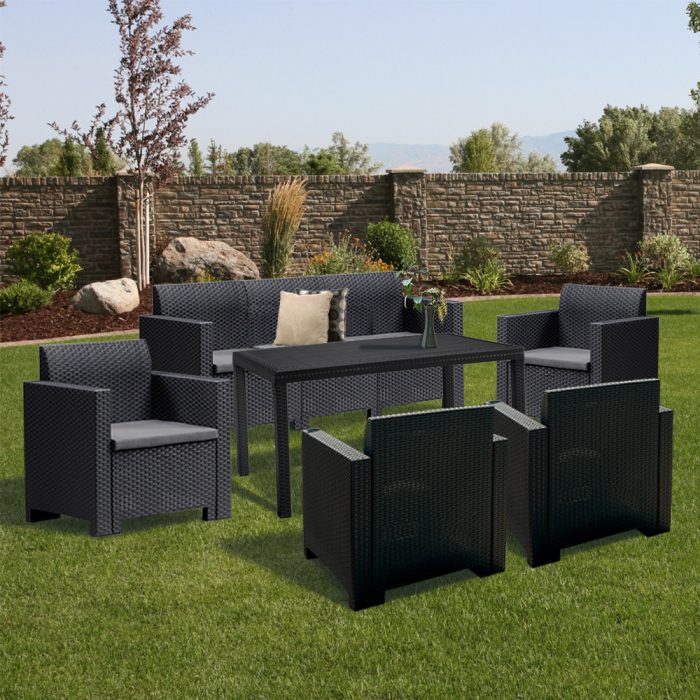 Leziter Set de mobilier de grădină Nero IV cu 7 locuri, grafit [3]