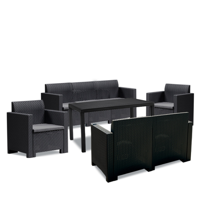 Leziter Set de mobilier de grădină Nero IV Large cu 7 locuri, grafit [2]
