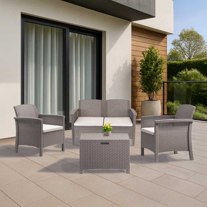 Leziter Set de mobilier de grădină Venus II cu 4 locuri, culoare grafit și cappuccino [2]