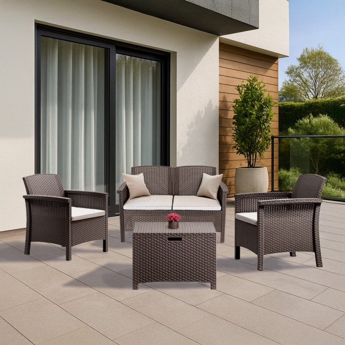 Leziter Set de mobilier de grădină Venus II cu 4 locuri, maro [2]