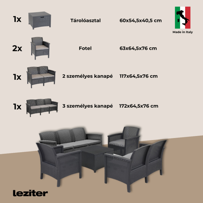 Leziter Set de mobilier de grădină Venus II cu 7 locuri, grafit [10]