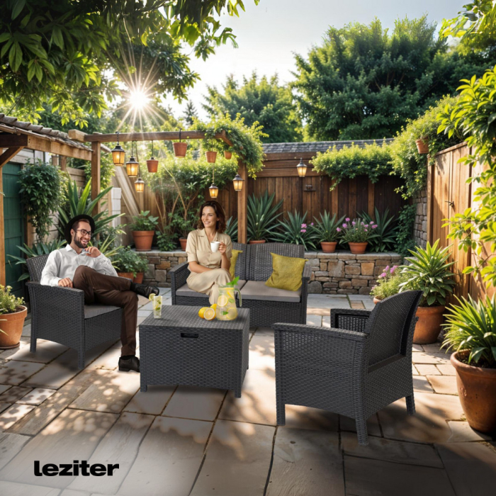 Leziter Set de mobilier de grădină Venus II cu 8 locuri, grafit [10]