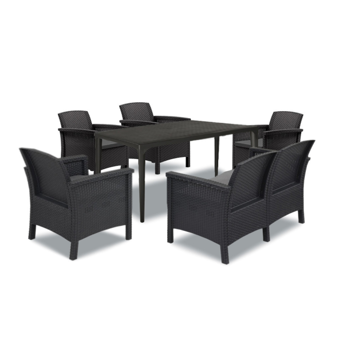 Leziter Set de mobilier de grădină Venus III cu 6 locuri, grafit [10]