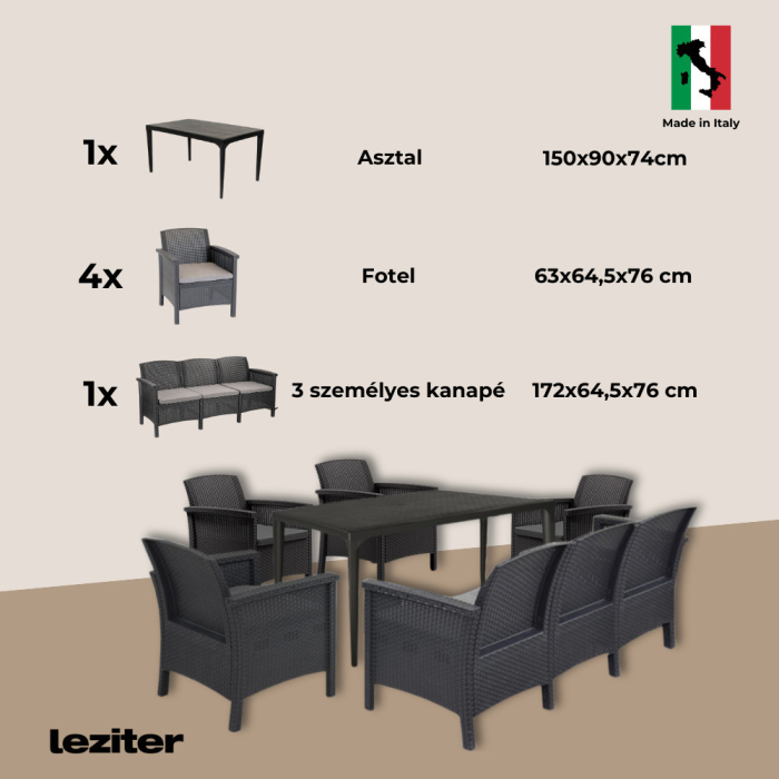 Leziter Set de mobilier de grădină Venus III cu 7 locuri, grafit [9]