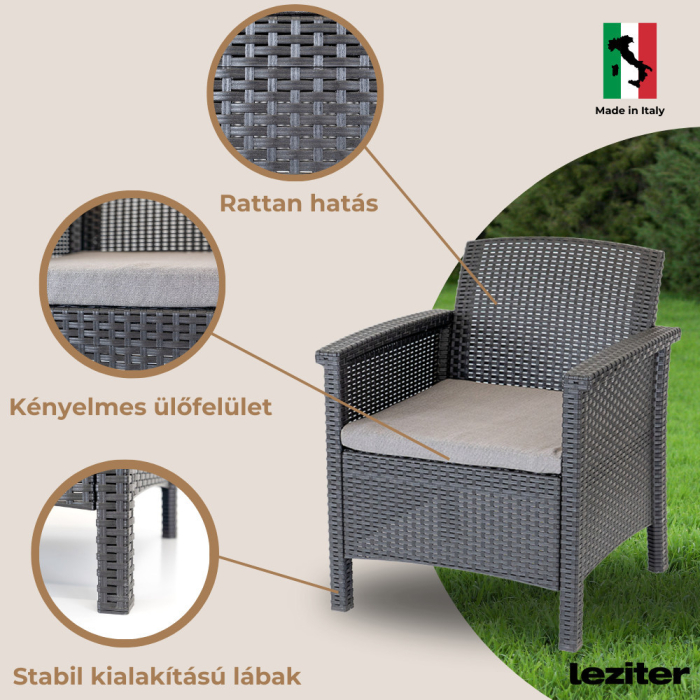 Leziter Set de mobilier de grădină Venus IV cu 8 locuri, grafit [5]
