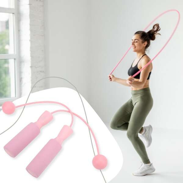 Leziter Set frânghie de sărit cu greutate LilyLoop, roz [6]