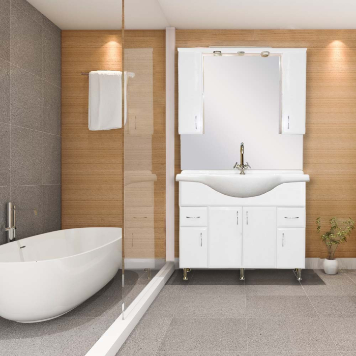 Leziter Set mobilier baie Bianca Plus 105, alb lucios [3]