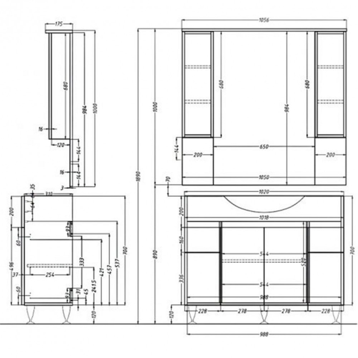 Leziter Set mobilier baie Bianca Plus 105, alb lucios [2]