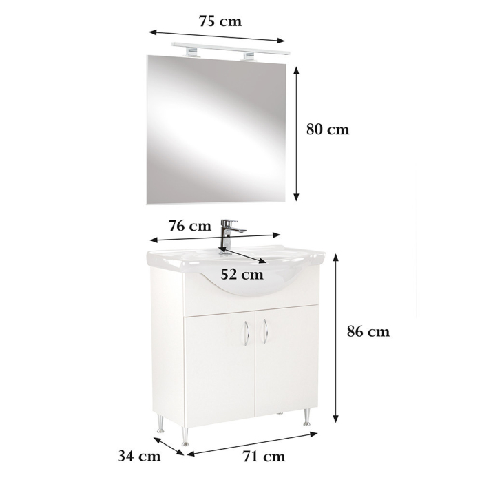 Leziter Set mobilier baie Ella 75, alb [3]