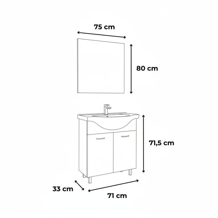 Leziter Set mobilier baie Ruben Prime 75, Sonoma Oak [3]