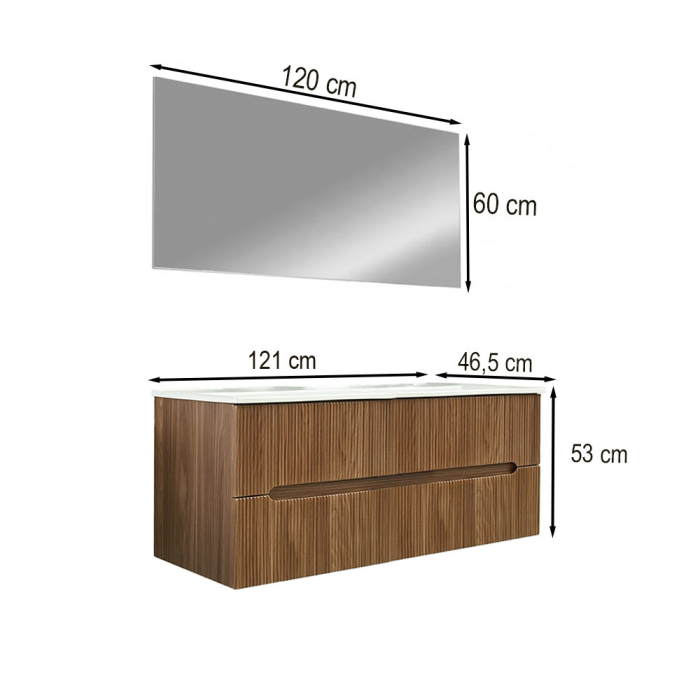 Leziter Set mobilier baie Trent 120 cu 1 lavoar, oglinda, 60x120 cm, stejar apus de soare [3]