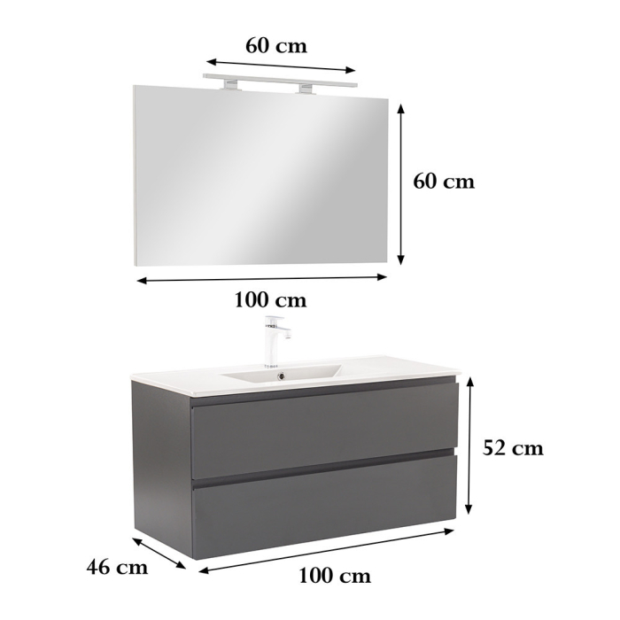 Leziter Vario Pull 100 mobilier de baie complet antracit-antracit [3]