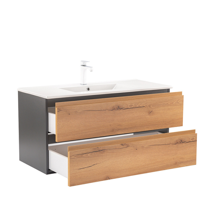 Leziter Vario Pull 100 mobilier de baie complet antracit stejar [5]