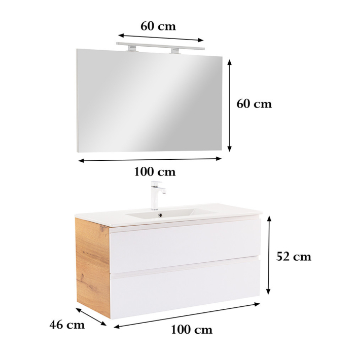 Leziter Vario Pull 100 mobilier de baie complet stejar-alb [3]