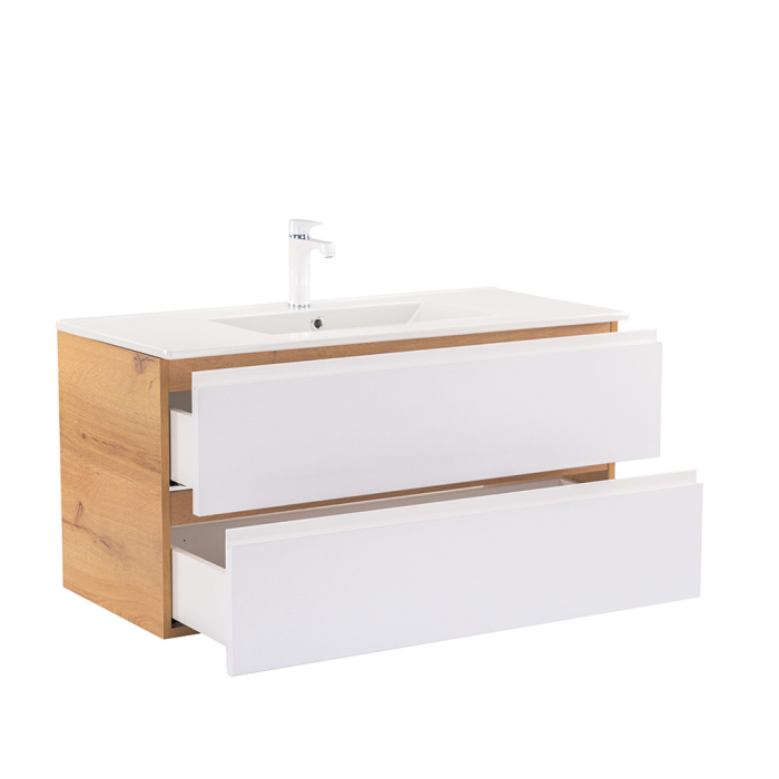 Leziter Vario Pull 100 mobilier de baie complet stejar-alb [5]