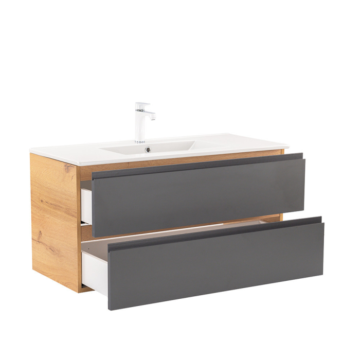 Leziter Vario Pull 100 mobilier de baie complet stejar-antracite [5]