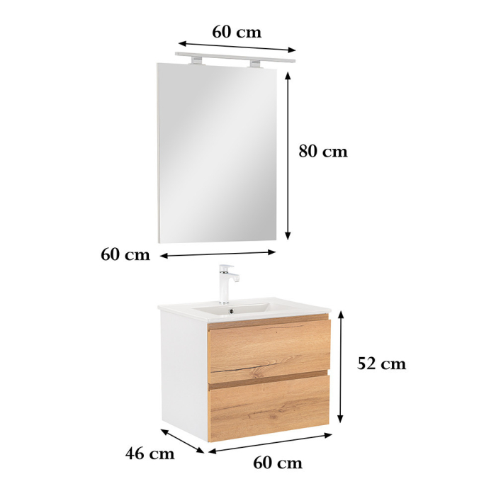 Leziter Vario Pull 60 mobilier de baie complet alb-cenușă [3]