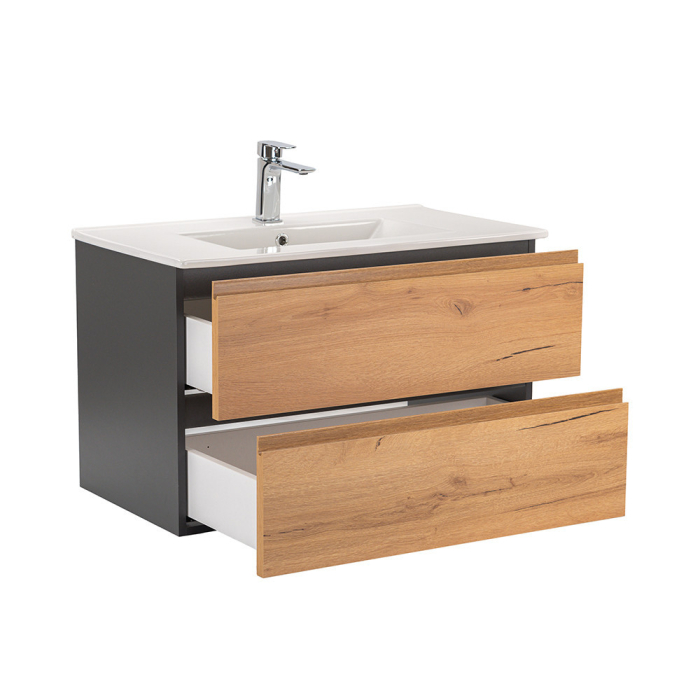 Leziter Vario Pull 80 mobilier de baie complet antracit stejar [5]