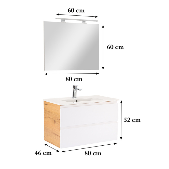 Leziter Vario Pull 80 mobilier de baie complet stejar-alb [3]