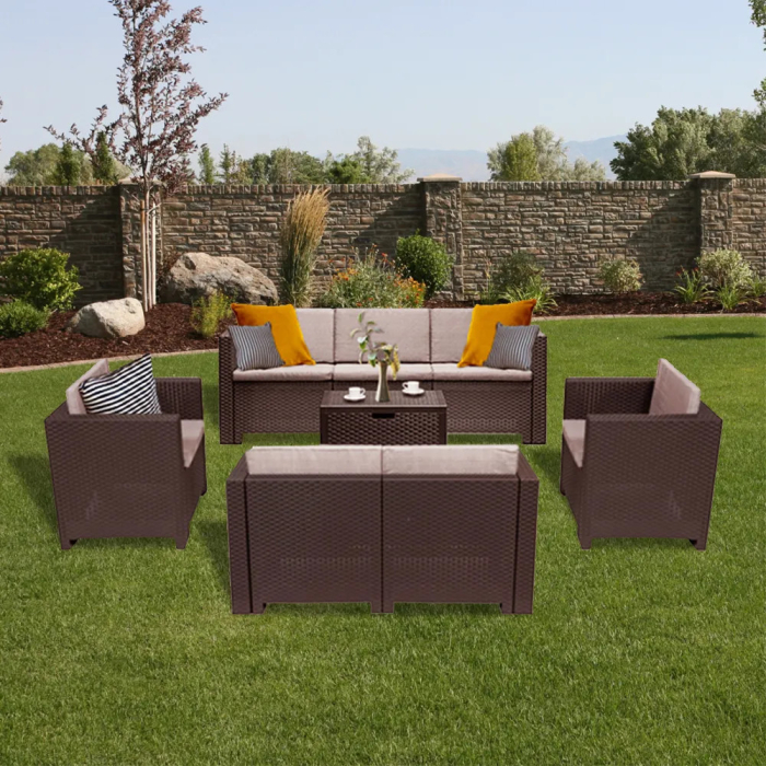 Leziter Set mobilier de grădină City Large cu 7 locuri, maro [3]