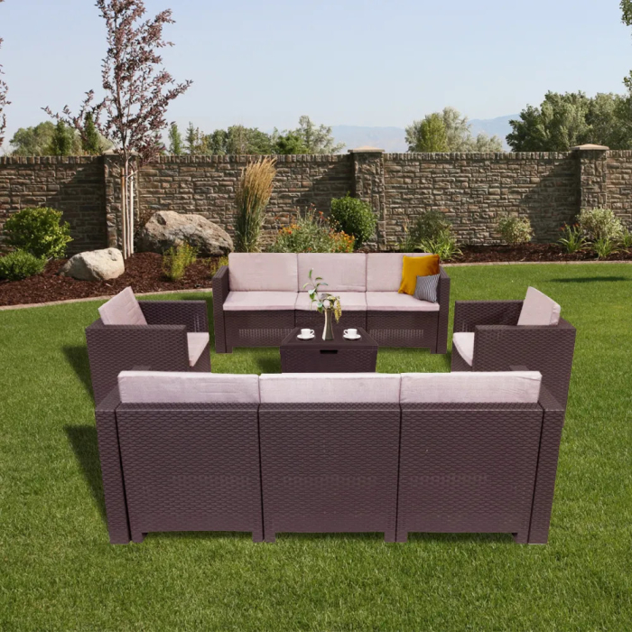 Leziter Set mobilier de grădină City Large cu 8 locuri, maro [2]