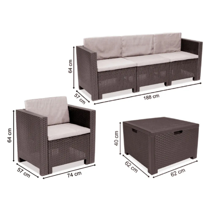 Leziter Set mobilier de grădină City Large cu 8 locuri, maro [3]