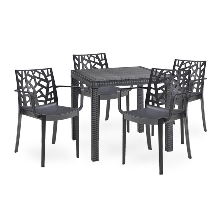 Leziter Set mobilier de grădină Donato 4+1 cotiere grafit [2]