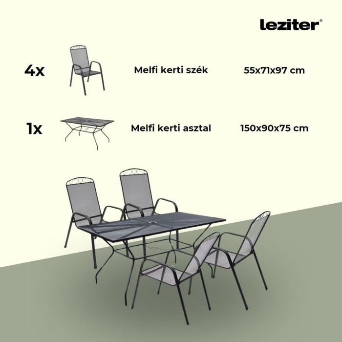 Leziter Set mobilier de grădină Melfi 4+1 negru [10]