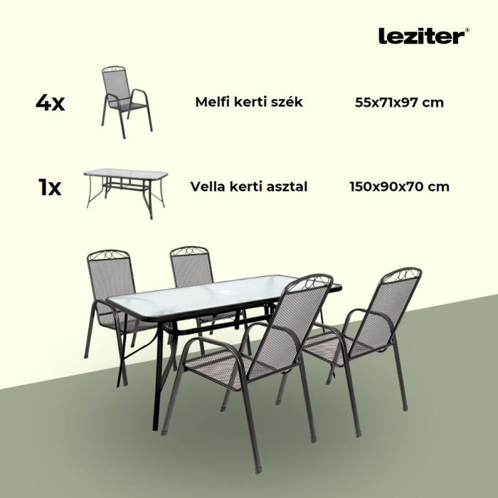 Leziter Millo 4+1 set mobilier de grădină negru [10]
