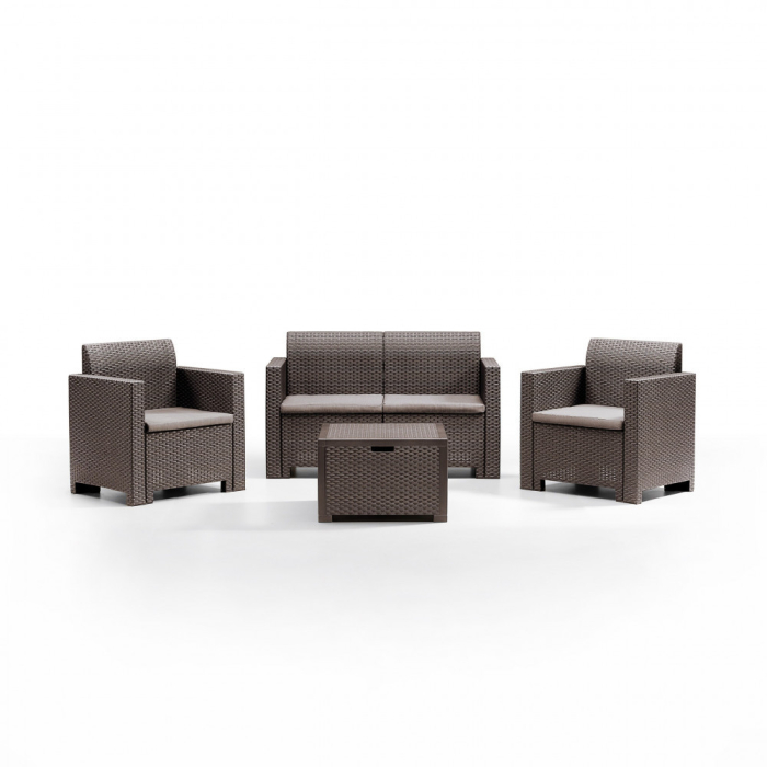 Leziter Set mobilier de grădină Nero cu 4 locuri, maro [2]