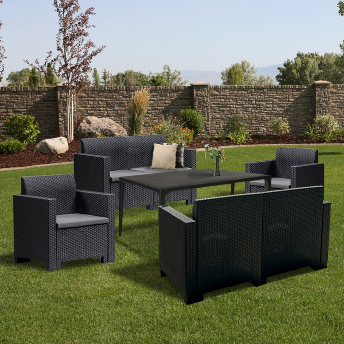 Leziter Set mobilier de grădină Nero III Big cu 6 locuri, grafit [3]