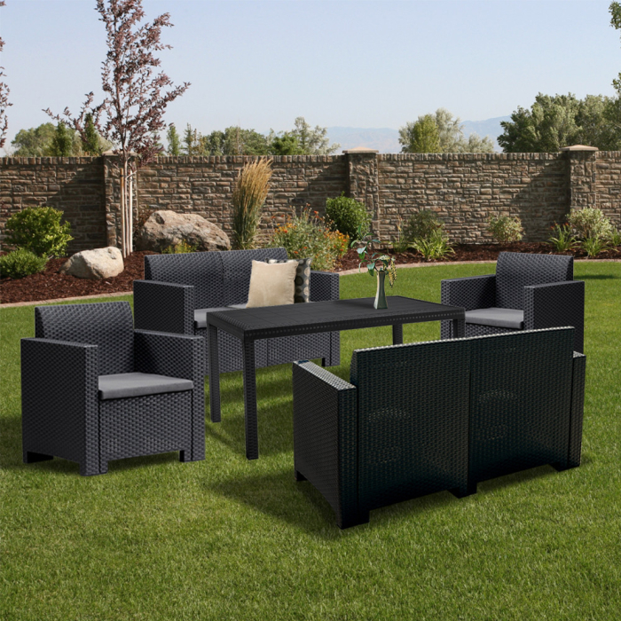 Leziter Set mobilier de grădină Nero IV Big cu 6 locuri, grafit [3]